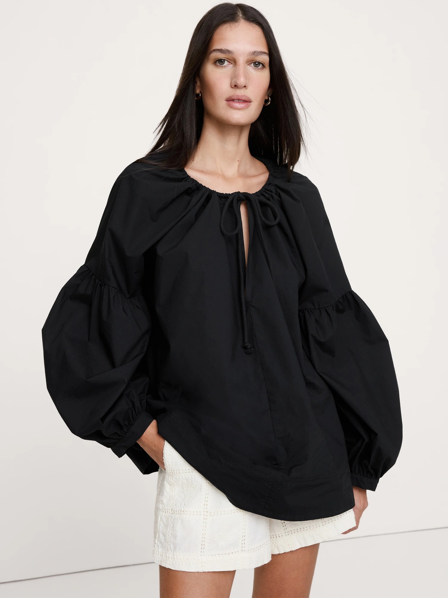 Banana Republic, Cotton Poplin Drawstring Top