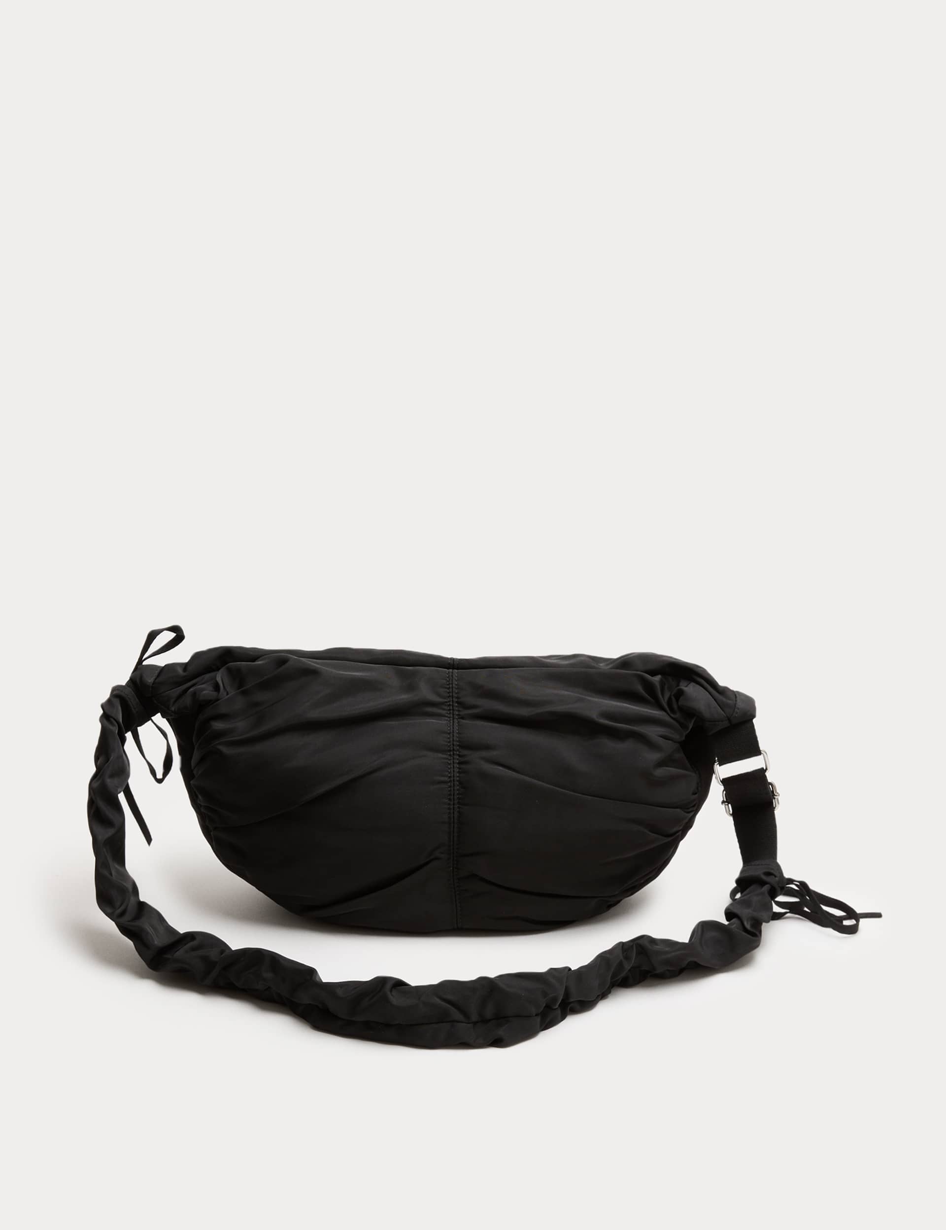 Nylon Ruched Sling Shoulder Bag