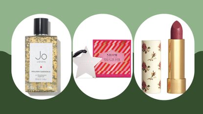 A selection of the best beauty gift ideas, includion options from Jo Loves, Neom and Gucci