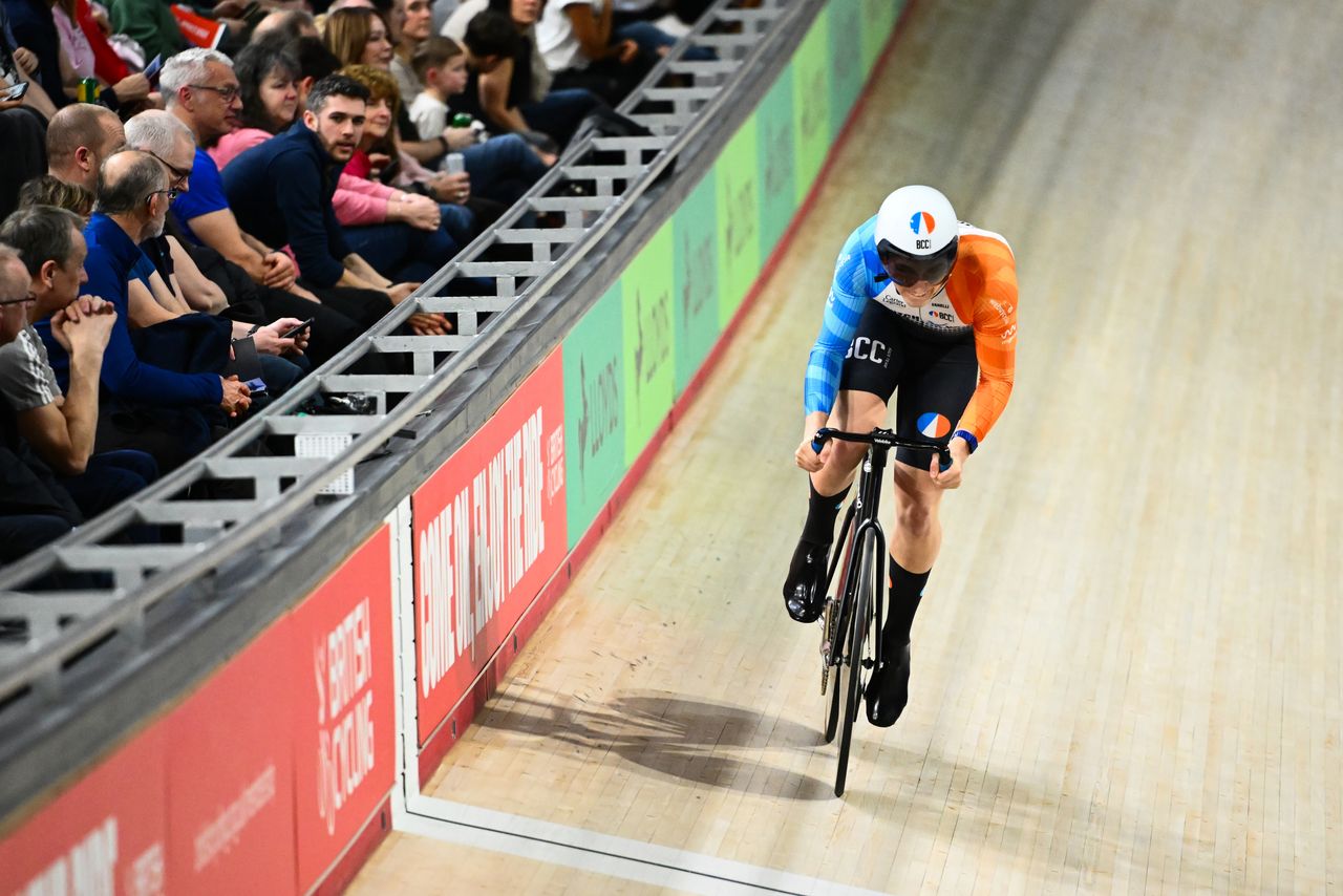 Lewis Fletcher competing at the 2026 British Track Championships