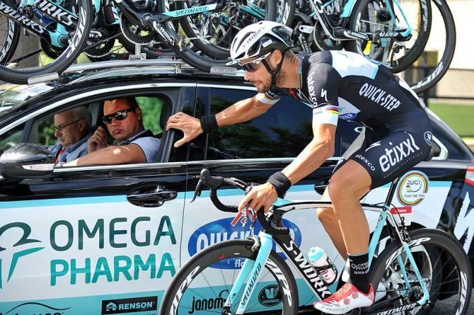Tom Boonen at the team car