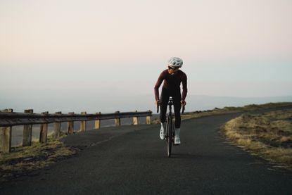 Image shows cyclist training in Wales