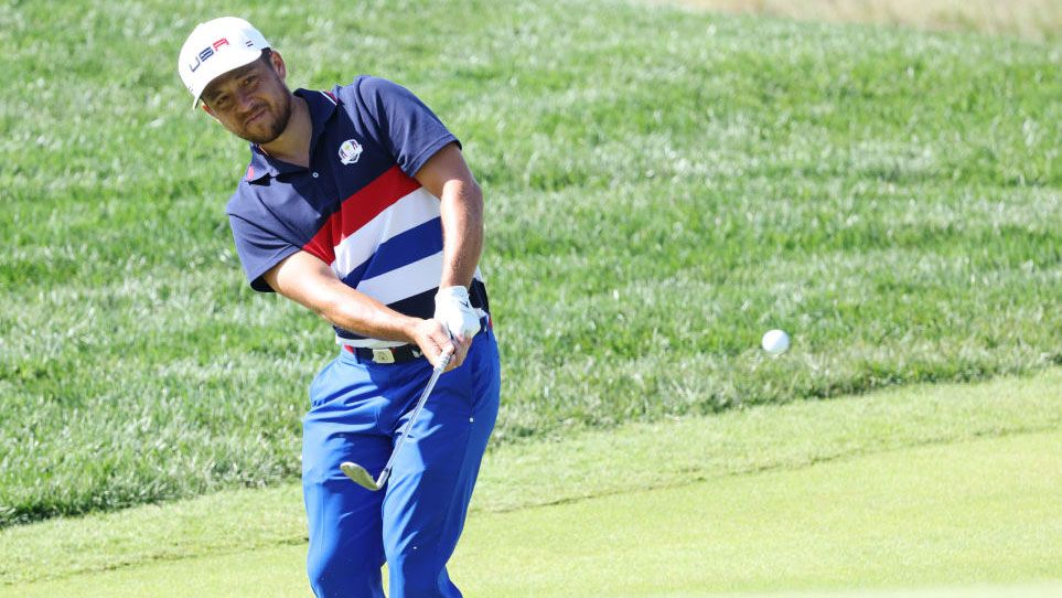 Xander Schauffele hitting a chip shot