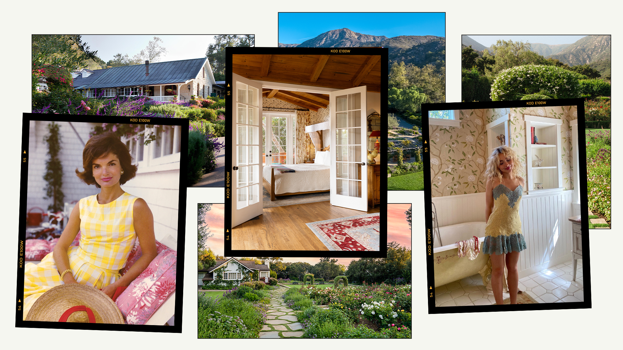 a collage of photos showing the celebrities who have stayed at the San Ysidro Ranch hotel