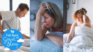 Three images of people struggling back pain, and poor sleep from sleeping on a mattress that needs to be replaced