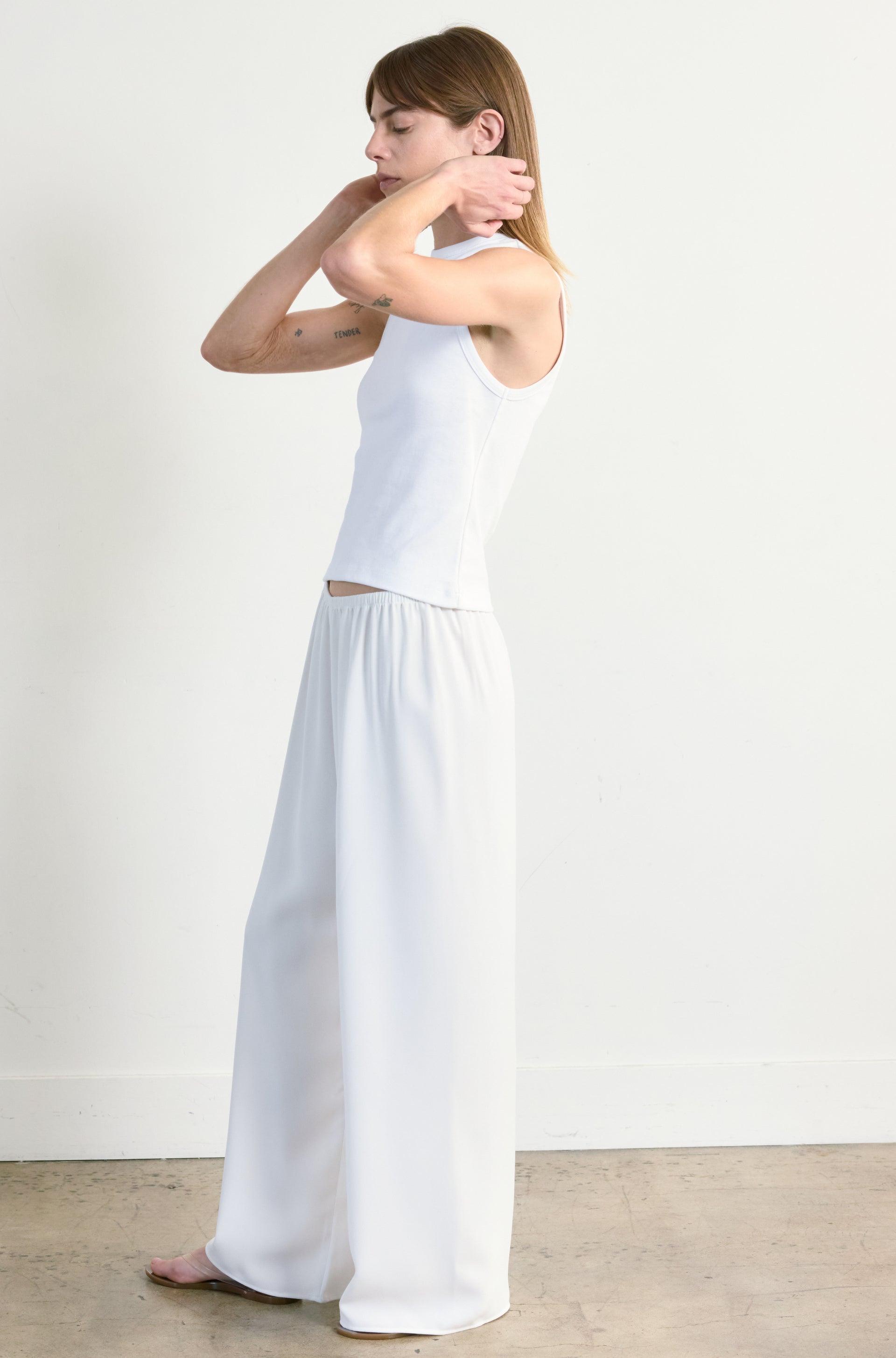 Wide Leg Pull on Pant - Xs / White
