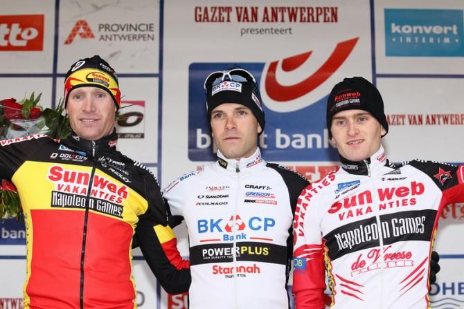Klaas Vantornout, Niels Albert and Sven Nys on the podium