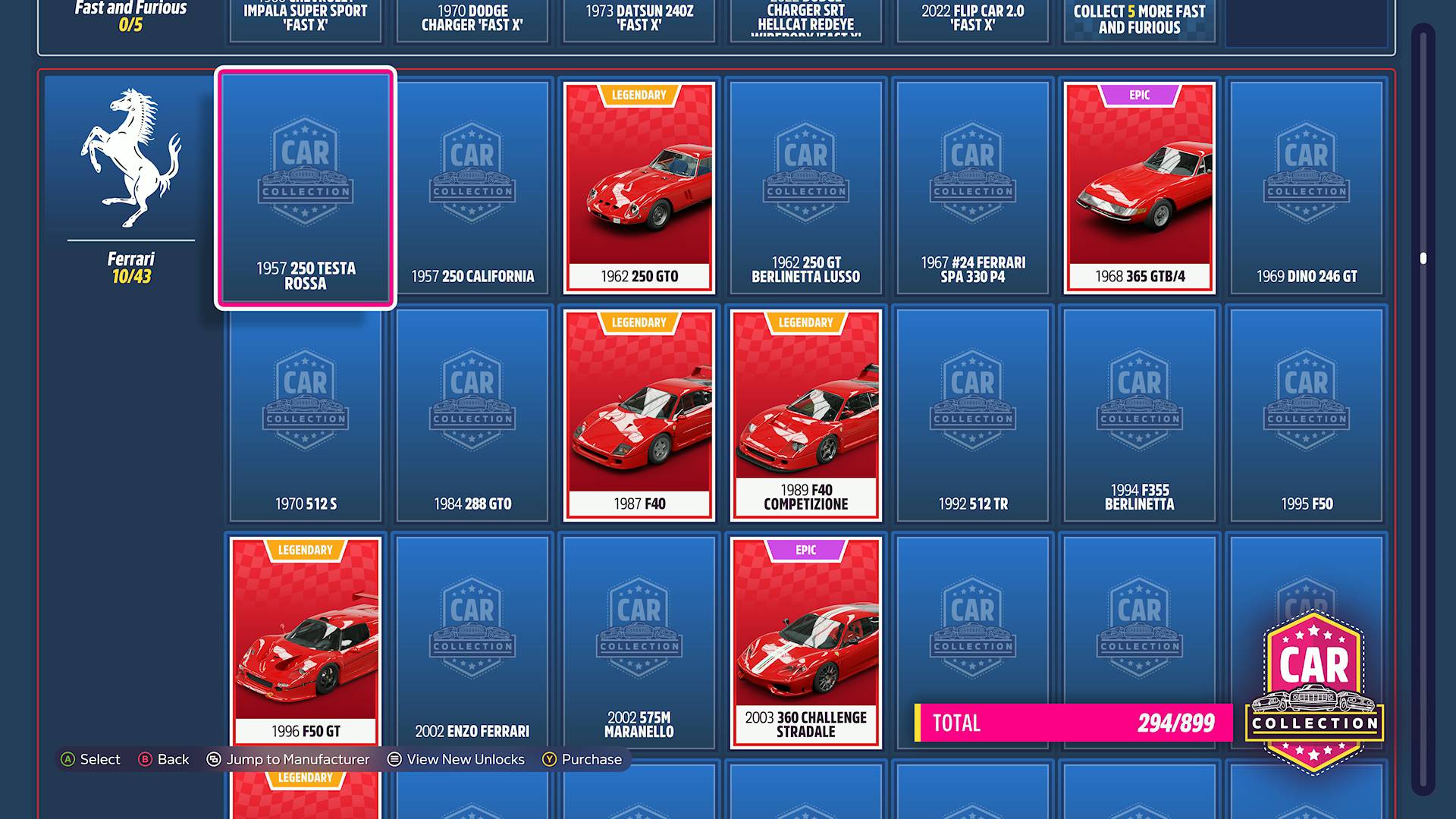 Forza Horizon 5 car collection ferrari sticker page