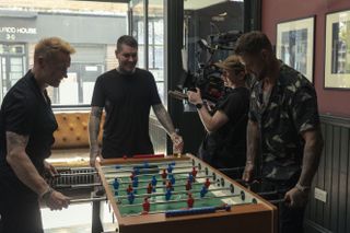 Boyzone member Keith Duffy, Shane Lynch and Ronan Keating meet in a bar in the documentary