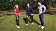 golfers laughing and smiling on the golf course