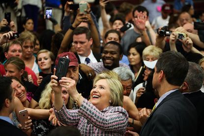 Hillary Clinton takes a selfie in Sacramento ahead of the California primary