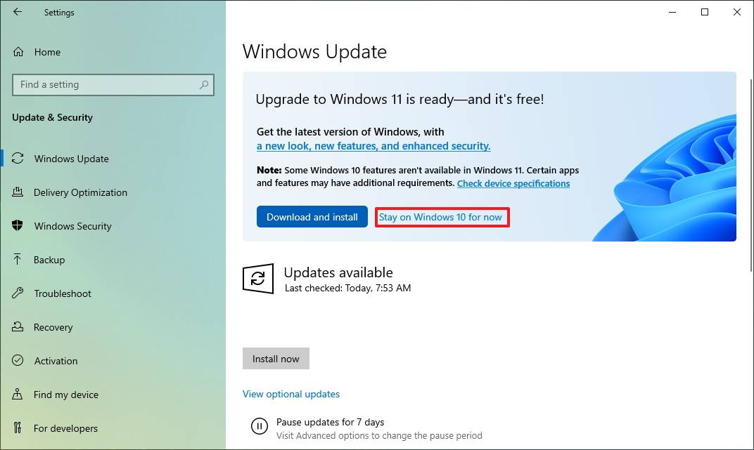 Stay on Windows 10 for now