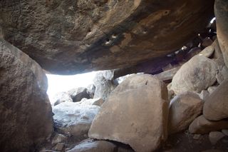 A peek inside the dolmen showed that there was artwork on the ceiling.