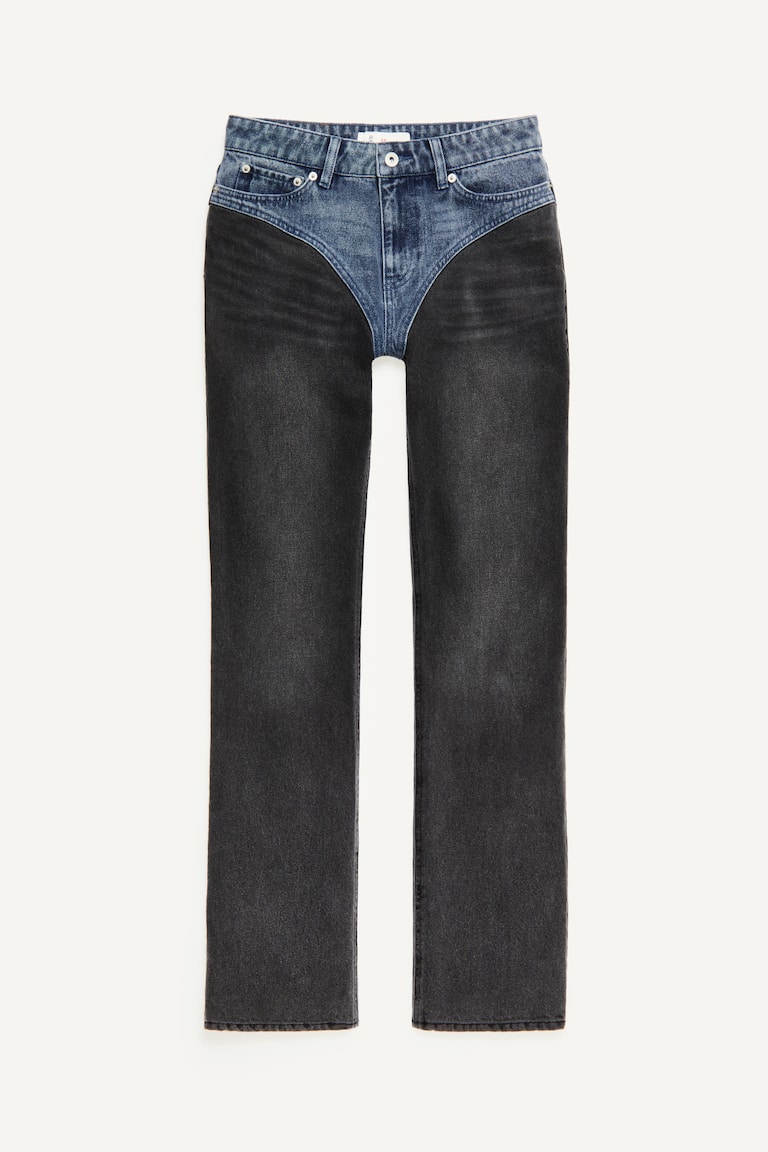 Two-Tone Straight-Leg Jeans