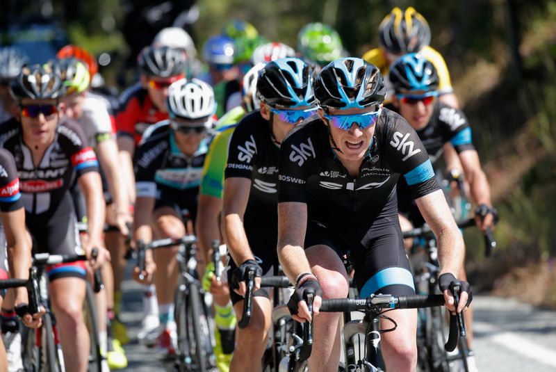 Ian Boswell takes a turn on the front for Team Sky