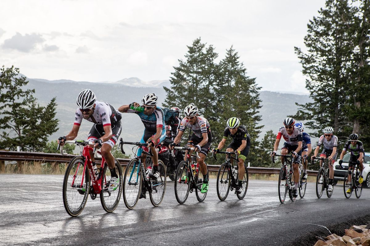 The lead group hits the Wolf Creek Climb