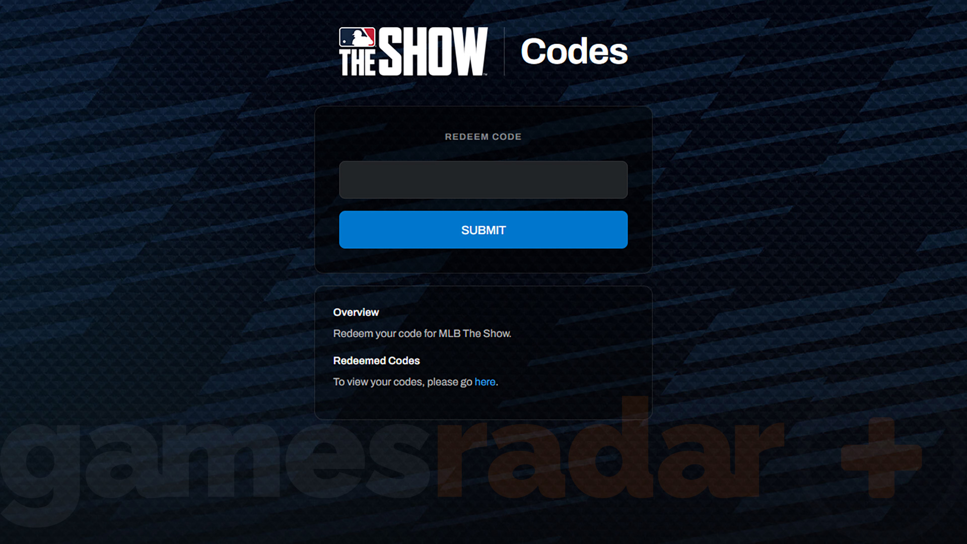 The web page to redeem MLB The Show 26 codes