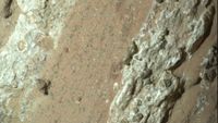 A closeup of "leopard spots" on Mars seen by the Perseverance rover.