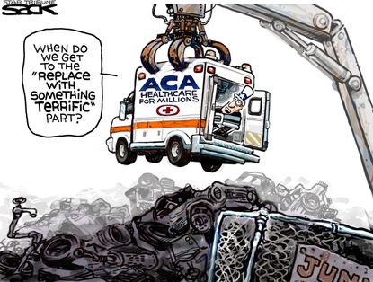 Political cartoon U.S. GOP Republicans Obamacare repeal
