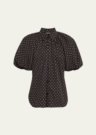 Charlier Printed Balloon-Sleeve Blouse