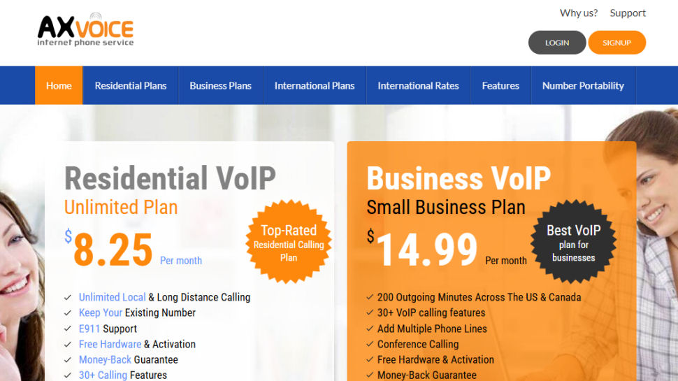 AXvoice VoIP website screenshot (June 2025)