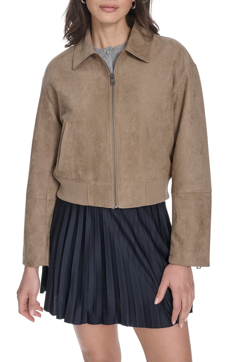 Faux Suede Bomber Jacket