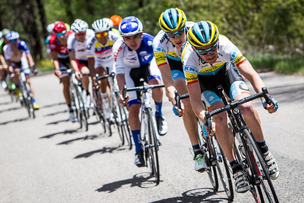Chris Butler (SmartStop) leads the charge with 10 kilometers to go