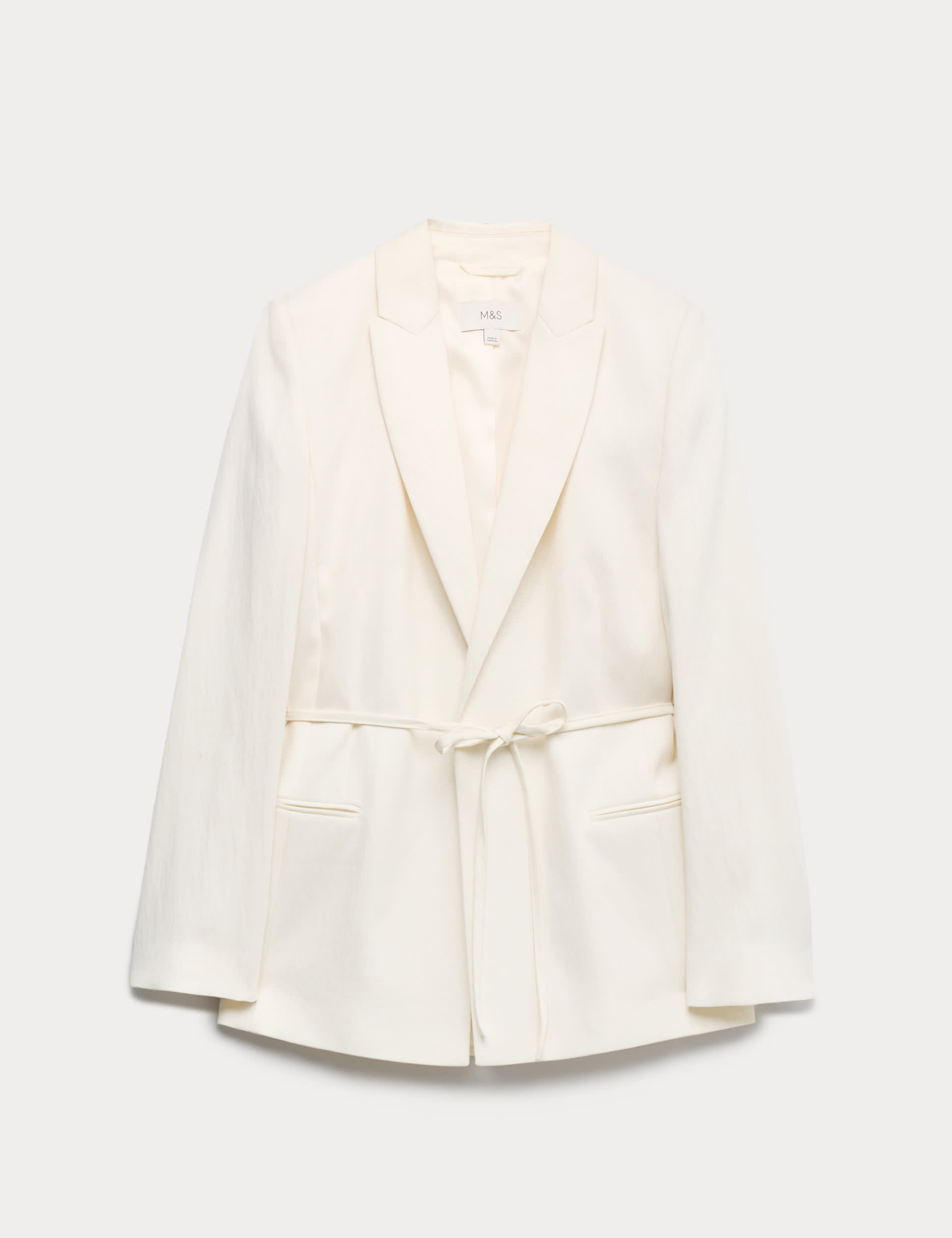 Tie Belted Blazer With Linen