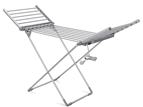Tonchean Heated Clothes Drying Rack, Folding Electric Clothes Drying Rack, Collapsible Laundry Drying Rack, Free-Standing Heating Garment Dryer Towel Rail Space Saving for Home Indoor/outdoor