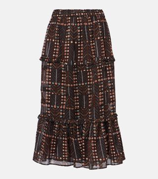 Diya Printed Tiered Cotton Maxi Skirt