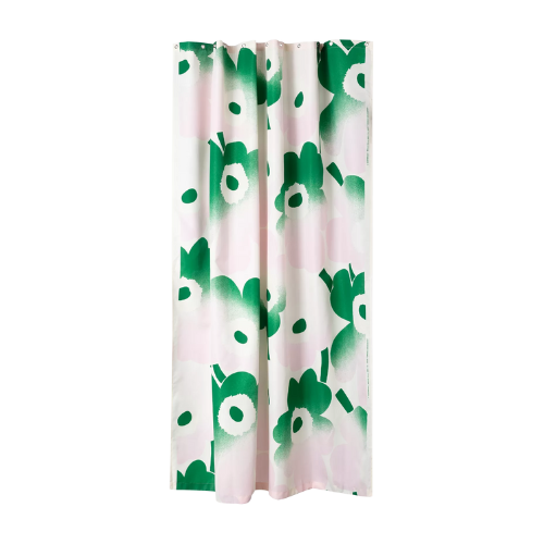 Marimekko Unikko Häivähdys Recycled Polyester Shower Curtain, Green/pink