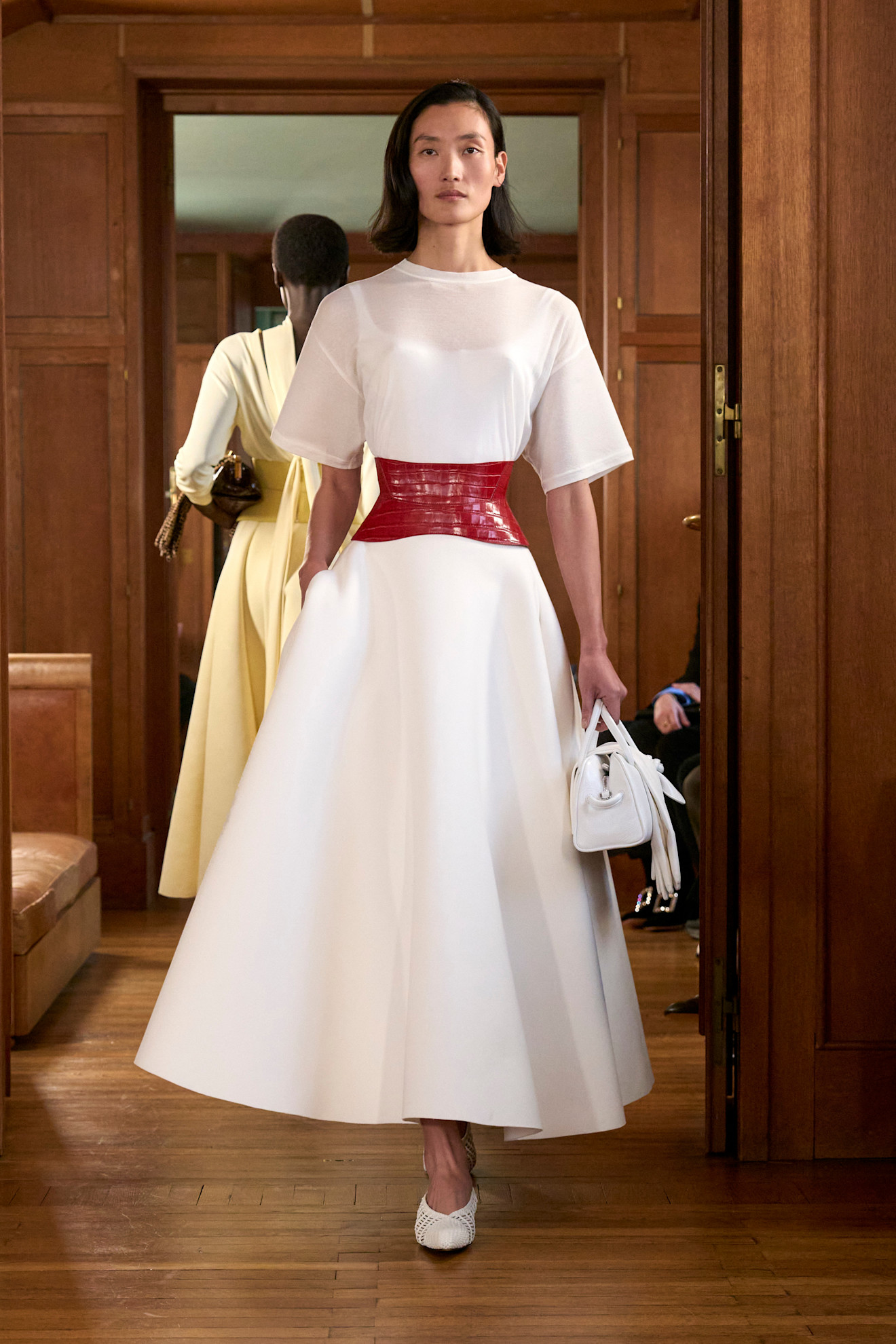 An image of a Jacquemus linen skirt on the designer's Resort 2025 runway.