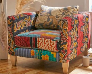 Urban Renewal One-Of-A-Kind Kantha Chair with kantha quilt scraps