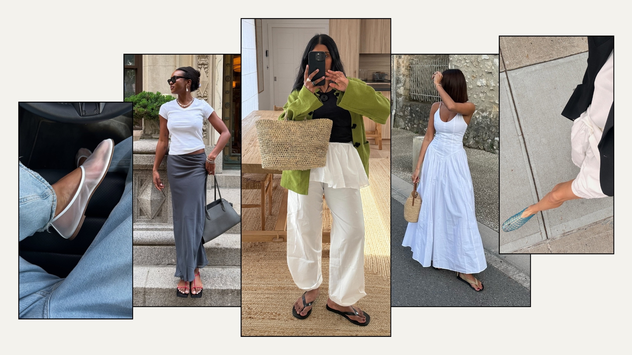 Marianne Smyth; Devin Arielle; Monikh; Courtney Grow, wearing summer shoes.