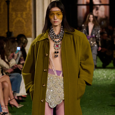 Model walking in the Valentino Fall Winter 2026 show.