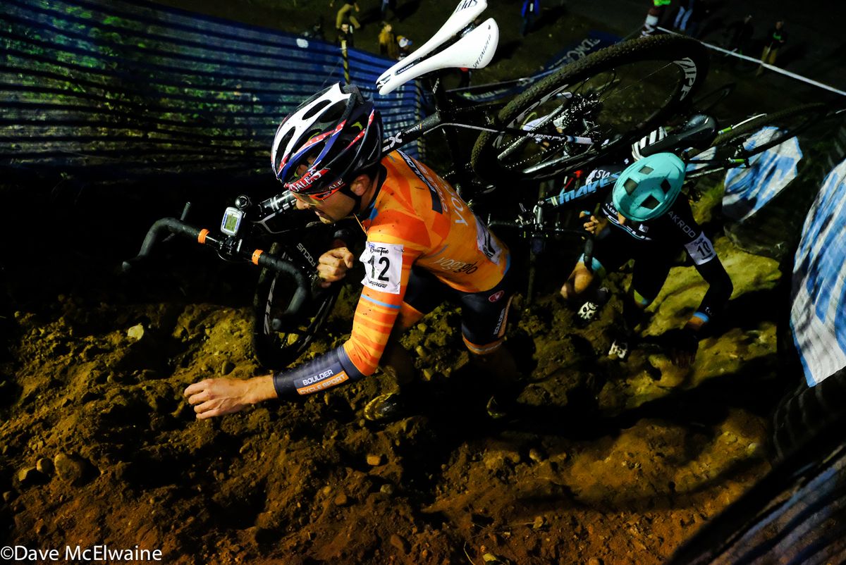 Yannick Eckmann (Boulder Cycle Sport) fighting his way up a steep climb