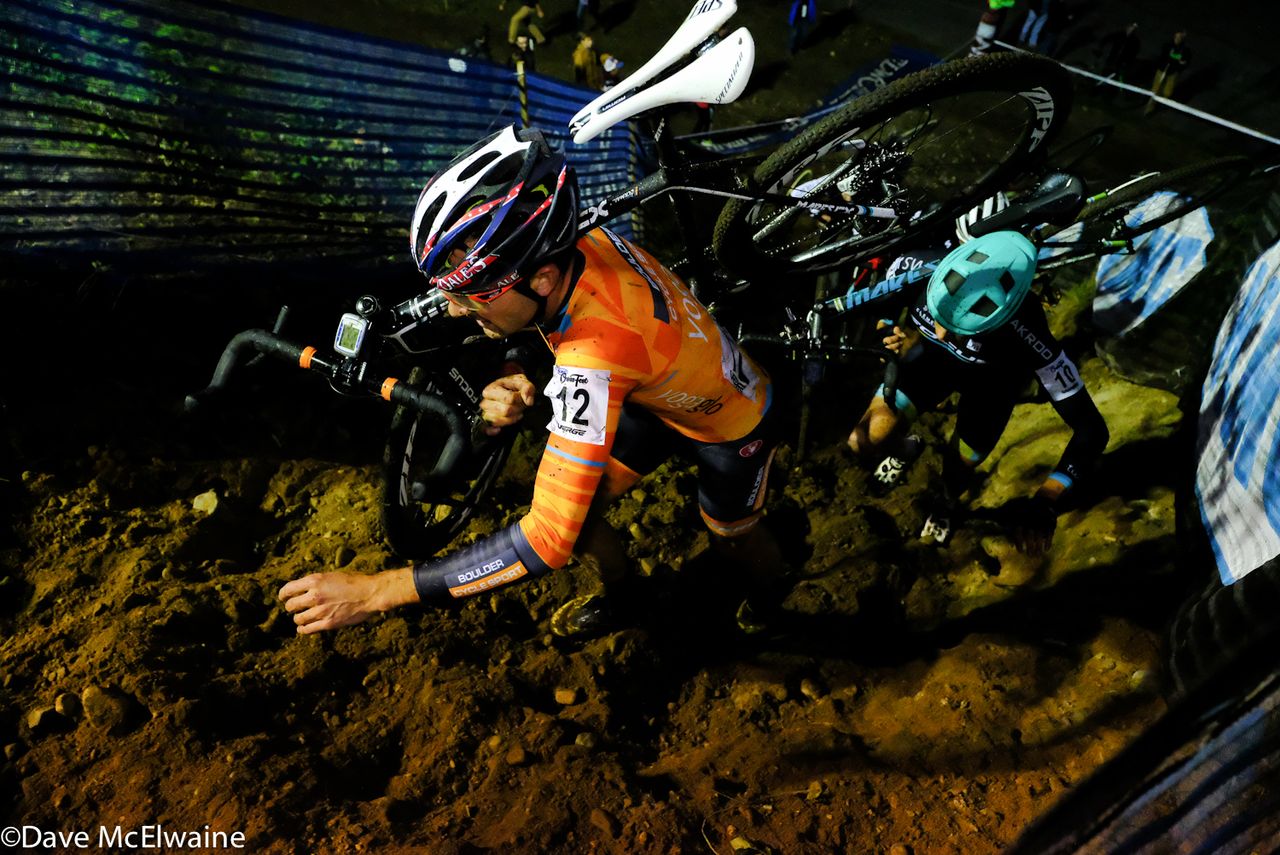 Yannick Eckmann (Boulder Cycle Sport) fighting his way up a steep climb