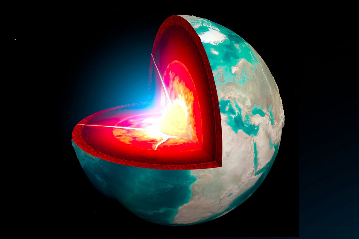 Earth&#039;s layers shown in this modified NASA image.