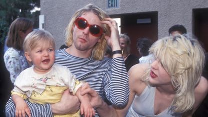 Peter Gabriel, Kurt Cobain of Nirvana with wife Courtney Love and daughter Frances Bean Cobain, and Sinead O'Connor