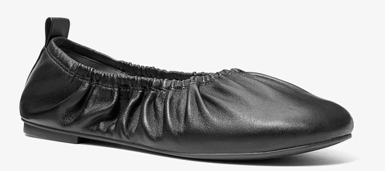 Michael Kors, Bri Ruched Leather Ballet Flat