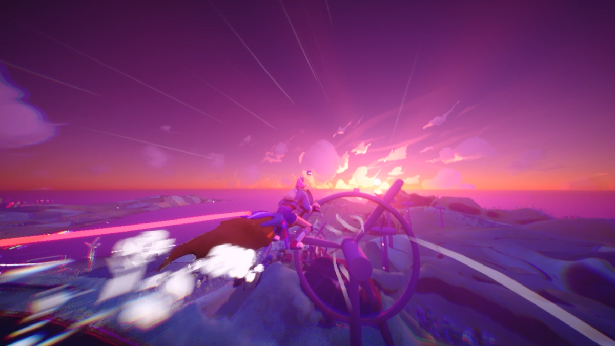 Electric Saint's Crescent County made in Unreal Engine 5; screens of a broomstick racing game