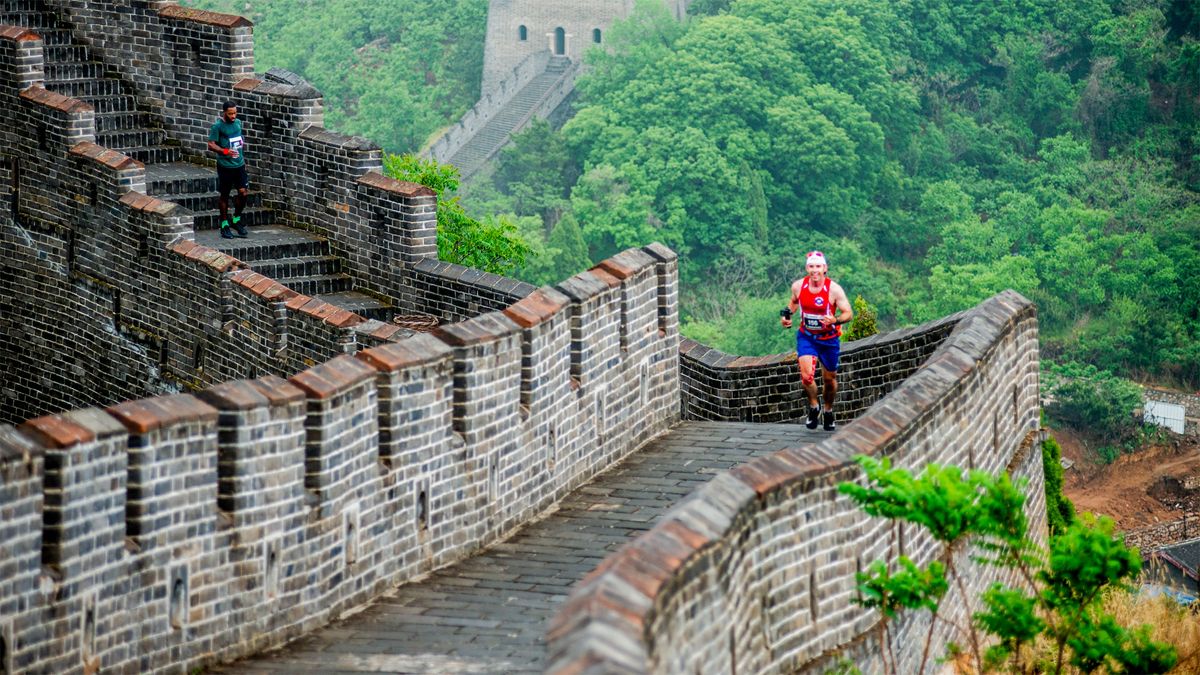 Runners competing in the Great Wall marathon