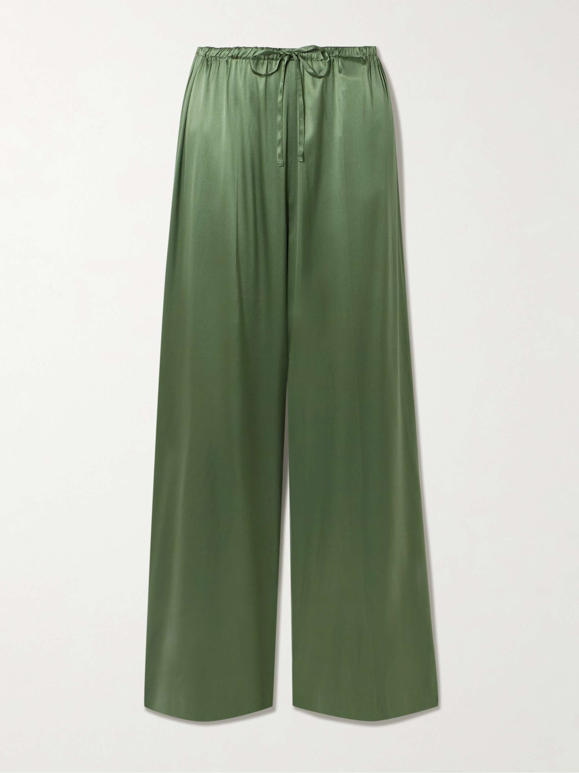 Silk-Blend Satin Straight-Leg Pants
