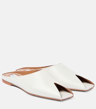 Leather Peep-Toe Mules