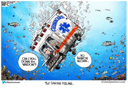 Political cartoon U.S. McCain Republicans Obamacare repeal fail sinking