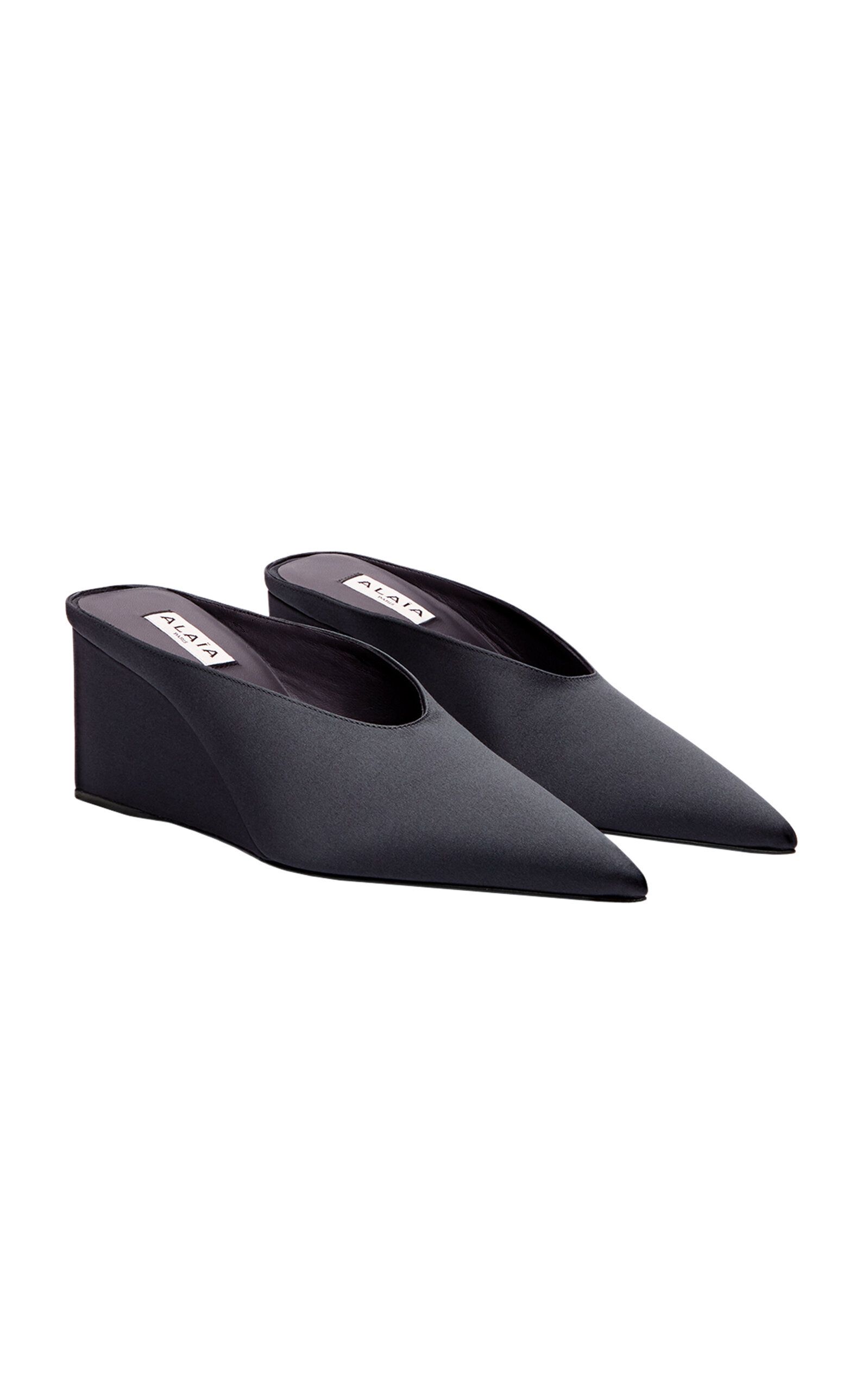 Cube Satin Wedge Mules 75