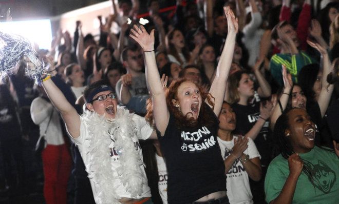 UConn fans celebrate