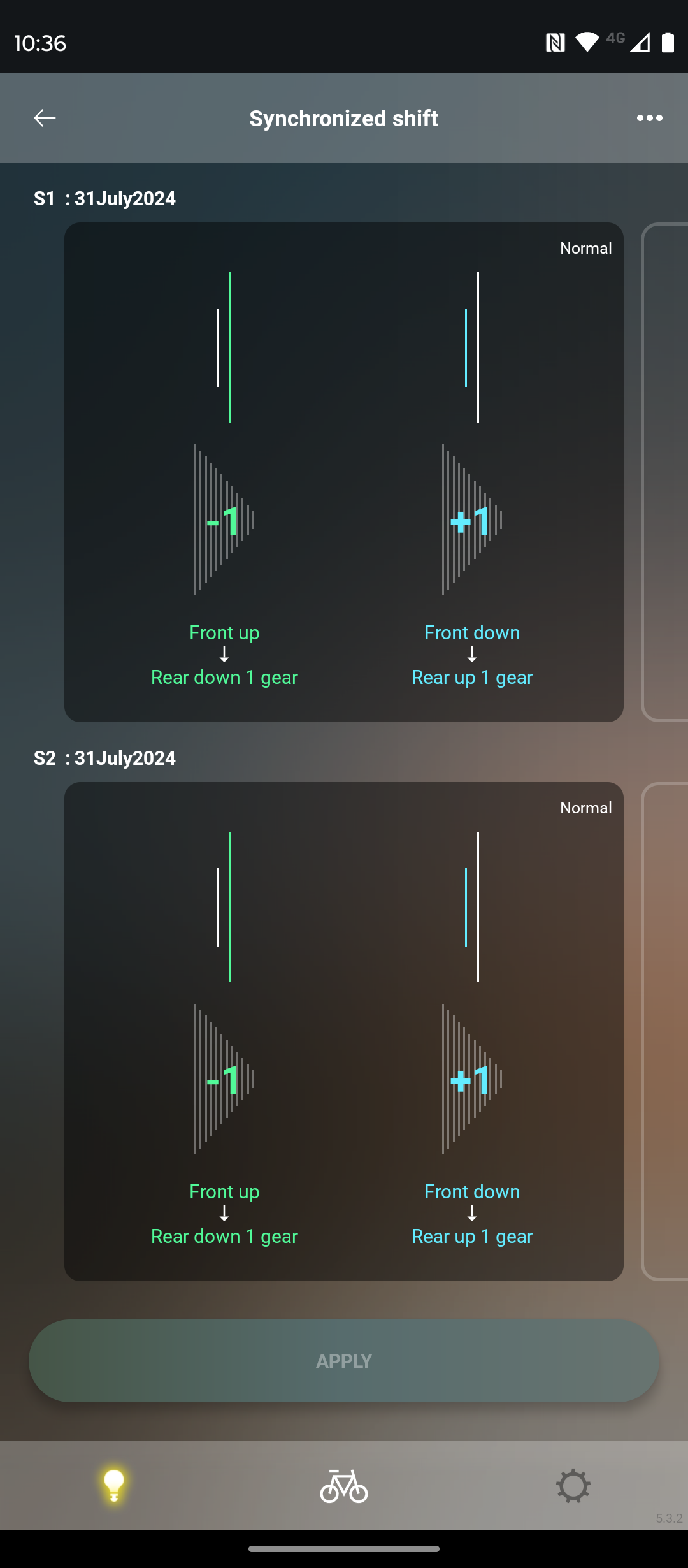 A screenshot of the Shimano e-tube app