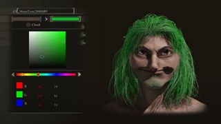 Elden Ring character creator showing a grotesque face