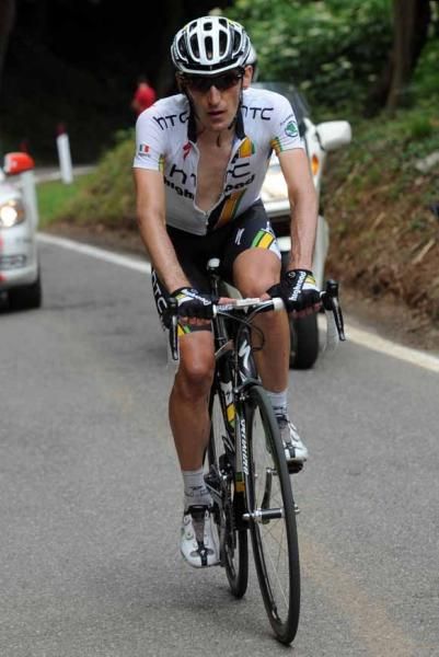 Marco Pinotti (HTC-Highroad) on the road to San Pellegrino Terme.